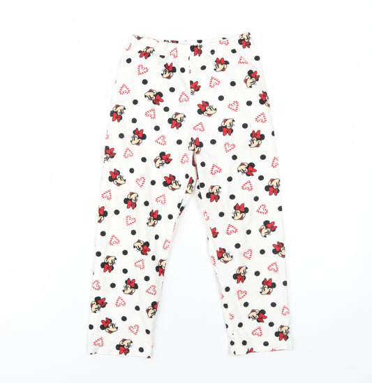 Disney Girls White Geometric Polyester Top Pyjama Pants Size 5-6 Years Pullover - Minnie Mouse