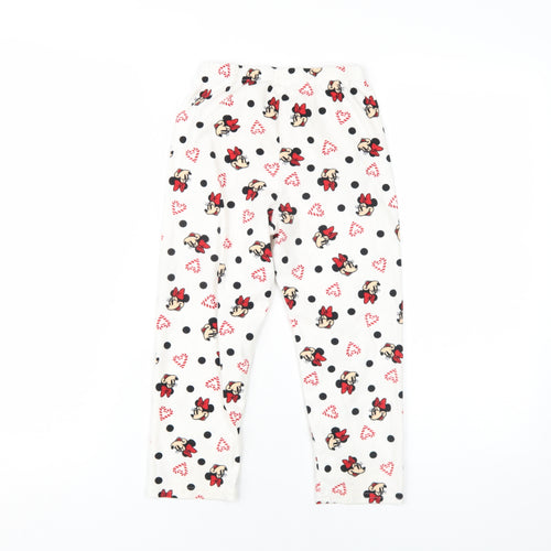 Disney Girls White Geometric Polyester Top Pyjama Pants Size 5-6 Years Pullover - Minnie Mouse