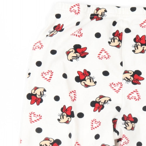 Disney Girls White Geometric Polyester Top Pyjama Pants Size 5-6 Years Pullover - Minnie Mouse