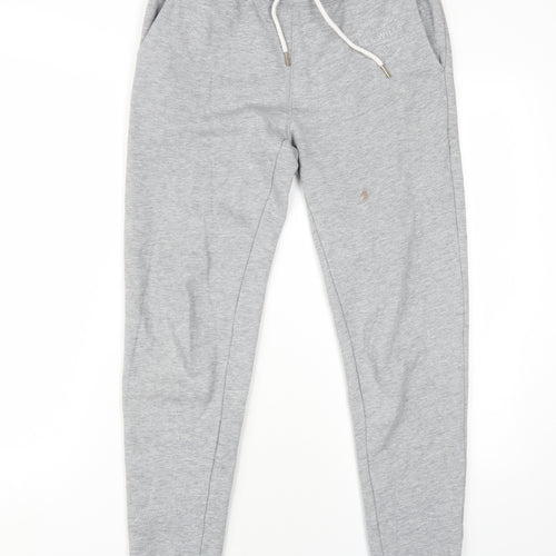 Jack Wills Mens Grey Cotton Jogger Trousers Size XS L30 in Regular Drawstring
