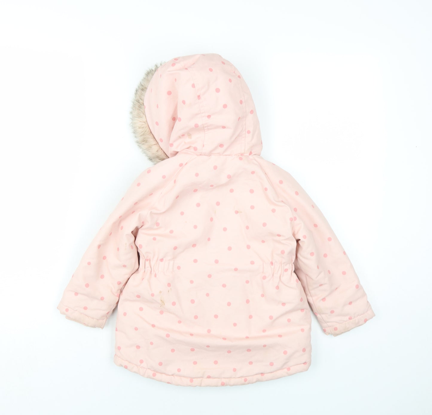 Disney Girls Pink Polka Dot Parka Coat Size 18-24 Months Zip - Minne Mouse
