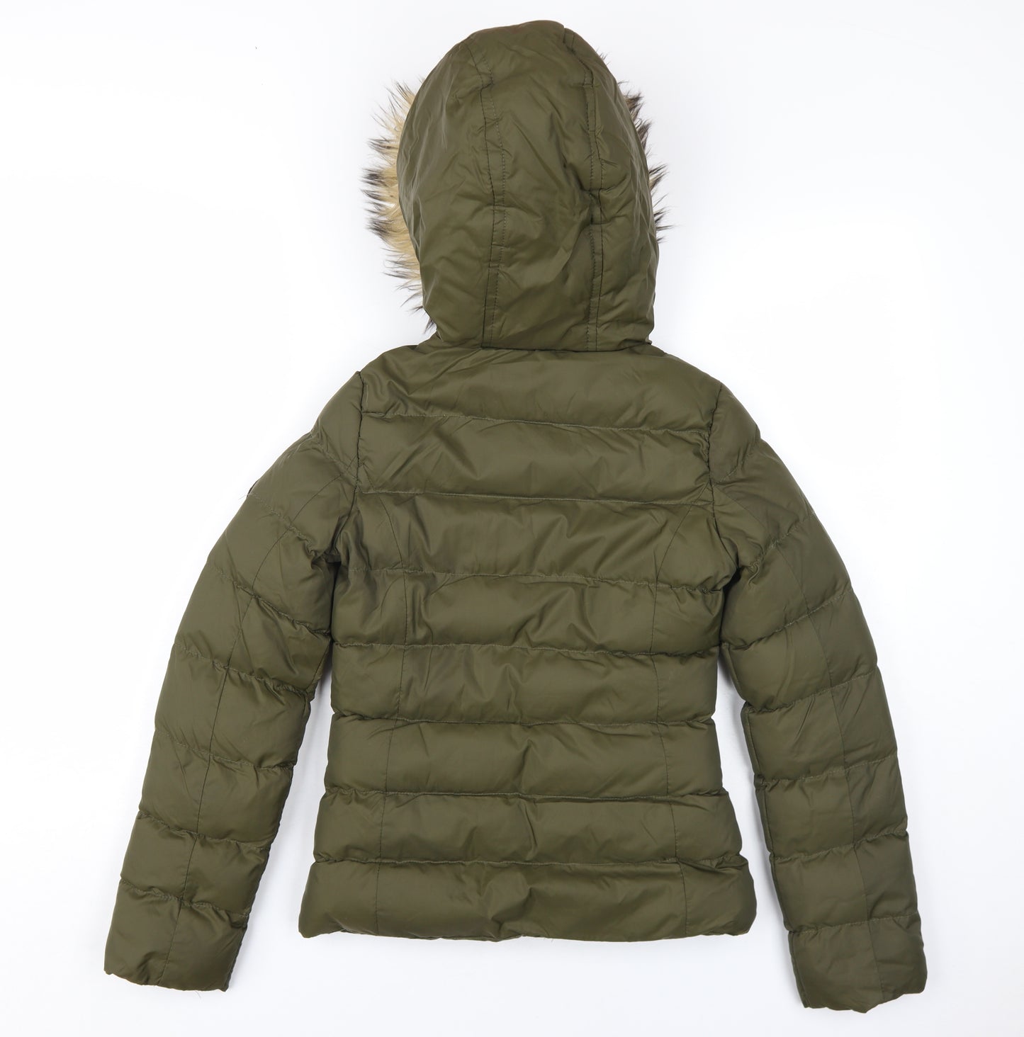 Brave Soul Womens Green Puffer Jacket Coat Size 4 Zip