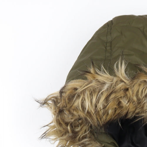 Brave Soul Womens Green Puffer Jacket Coat Size 4 Zip
