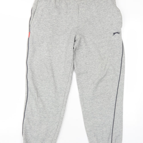 Slazenger Mens Grey Cotton Jogger Trousers Size S L28 in Regular Drawstring
