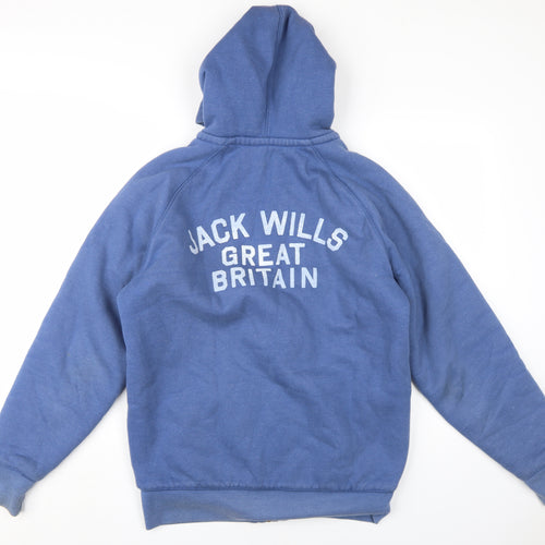 Jack Wills Mens Blue Cotton Full Zip Hoodie Size L