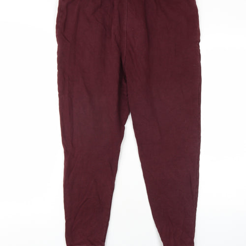 JACK & JONES Mens Red Cotton Jogger Trousers Size M L27 in Regular Drawstring