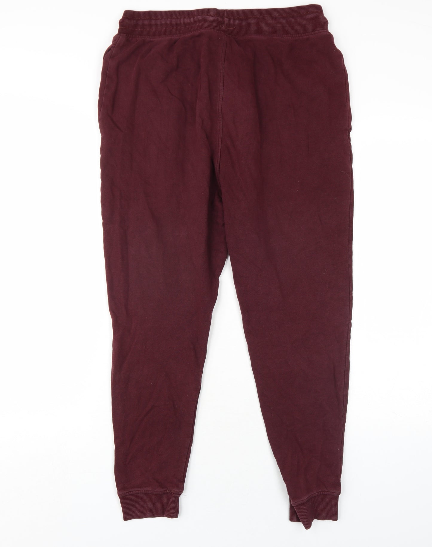 JACK & JONES Mens Red Cotton Jogger Trousers Size M L27 in Regular Drawstring