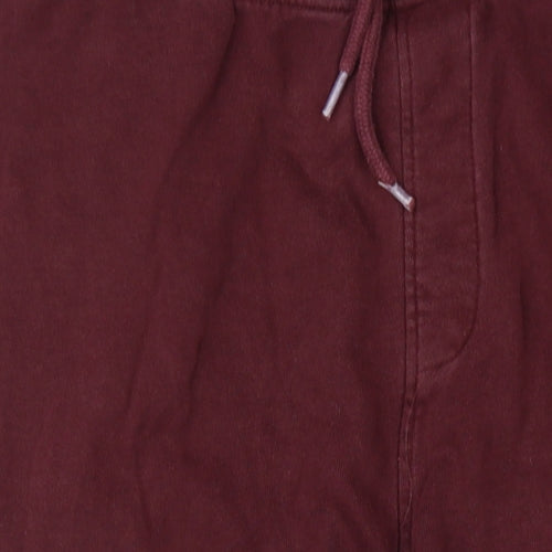 JACK & JONES Mens Red Cotton Jogger Trousers Size M L27 in Regular Drawstring
