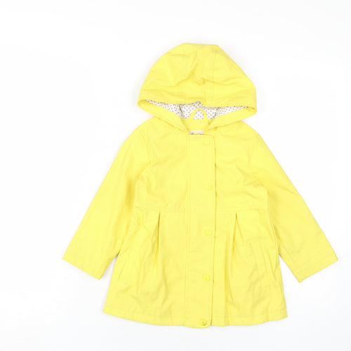 Jasper Conran Girls Yellow Rain Coat Coat Size 3-4 Years Zip