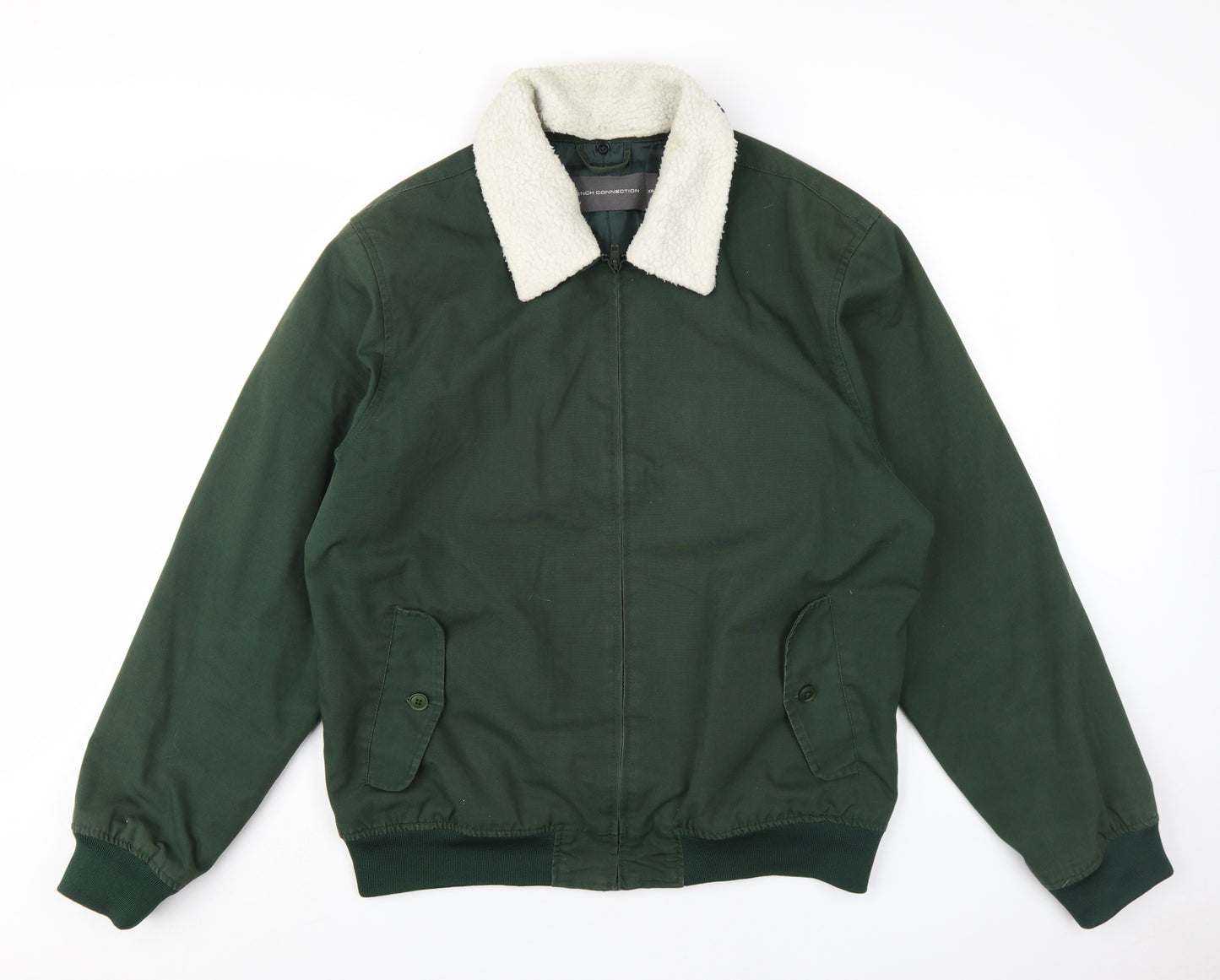 French Connection Mens Green Bomber Jacket Coat Size 2XL Zip