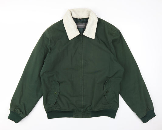 French Connection Mens Green Bomber Jacket Coat Size 2XL Zip