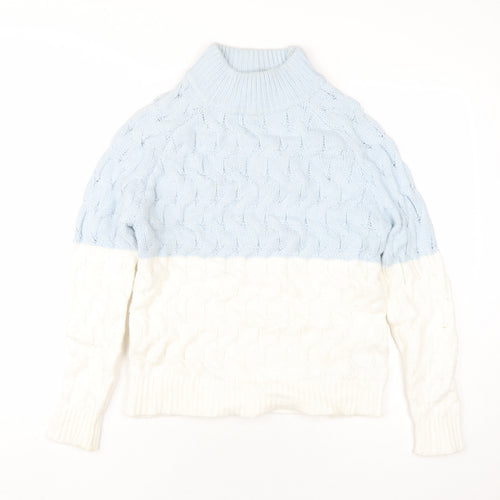 Telluride Womens Blue Mock Neck Polyester Pullover Jumper Size S