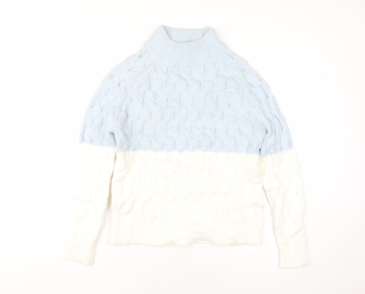 Telluride Womens Blue Mock Neck Polyester Pullover Jumper Size S