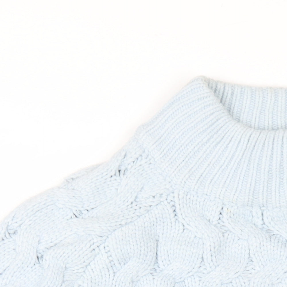 Telluride Womens Blue Mock Neck Polyester Pullover Jumper Size S