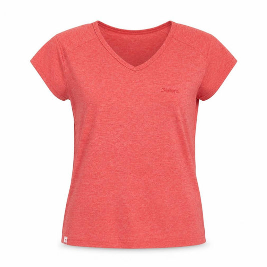 Front view of Diadora women’s red patent leather basic t-shirt, size UK 12, v-neck