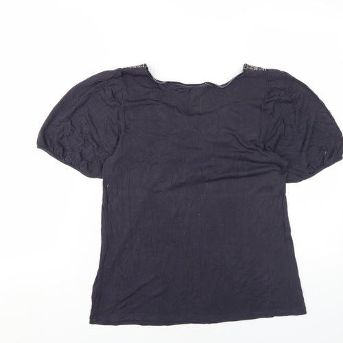 Monsoon Womens Grey Cotton Basic T-Shirt Size 14 Scoop Neck