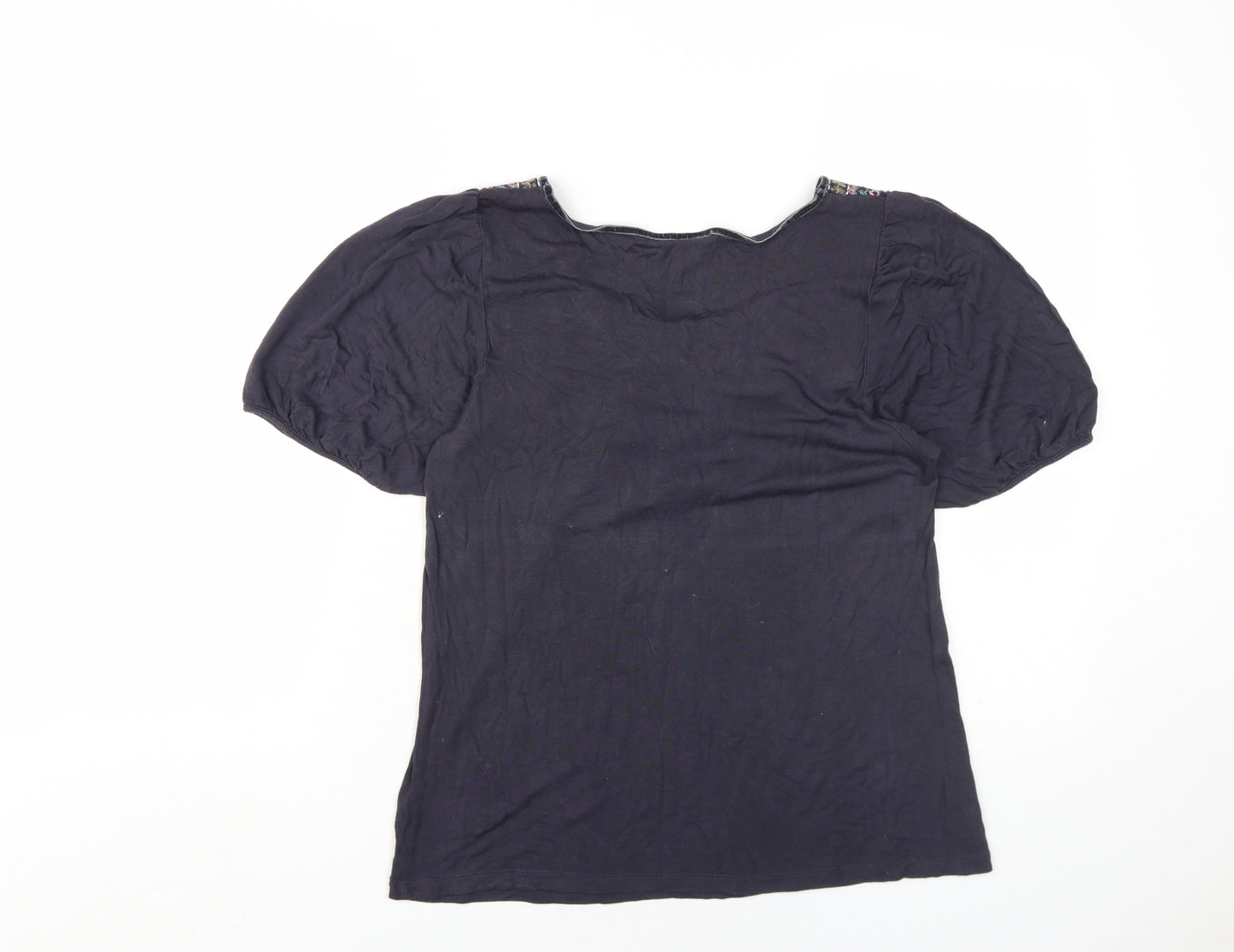 Monsoon Womens Grey Cotton Basic T-Shirt Size 14 Scoop Neck