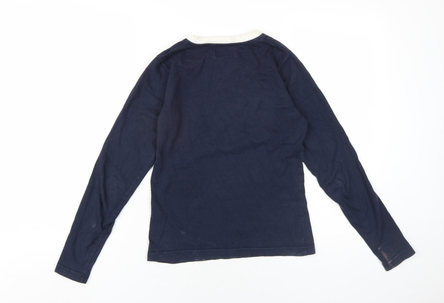 Merc Womens Blue Cotton Basic T-Shirt Size S Round Neck