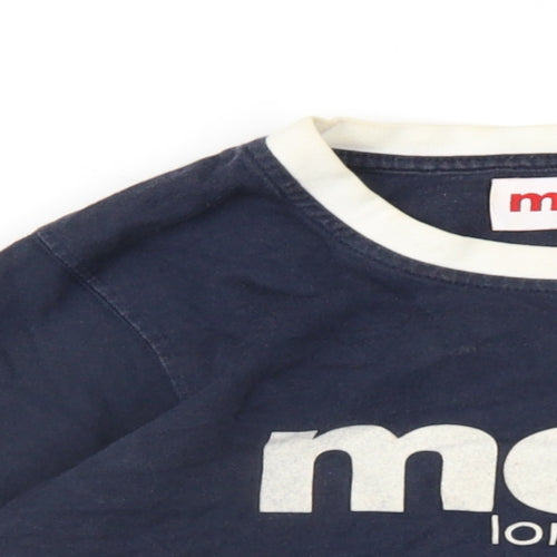 Merc Womens Blue Cotton Basic T-Shirt Size S Round Neck