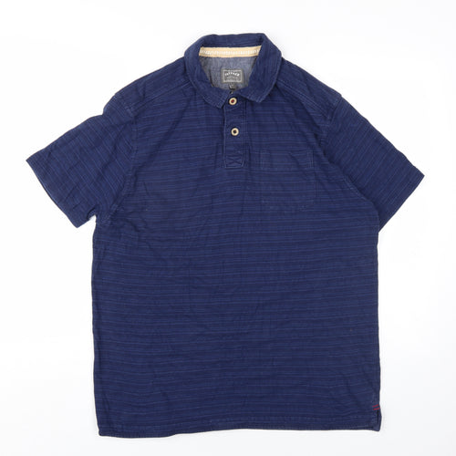 Fat Face Mens Blue Cotton Polo Size M Collared Button