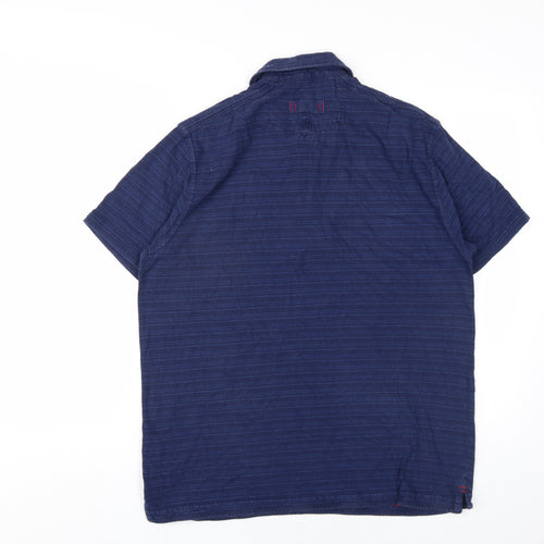 Fat Face Mens Blue Cotton Polo Size M Collared Button