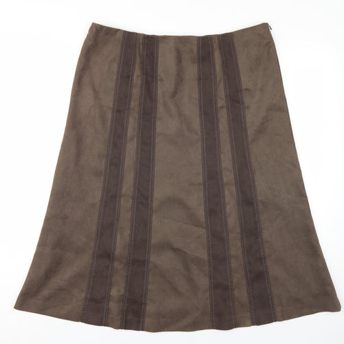 CC Womens Brown Polyester A-Line Skirt Size 16 Zip