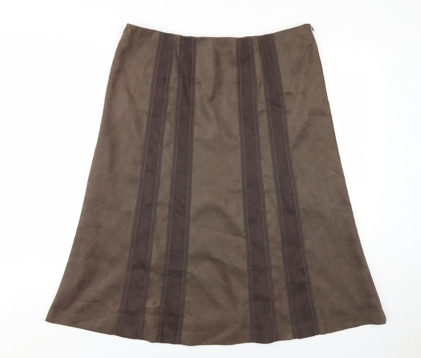 CC Womens Brown Polyester A-Line Skirt Size 16 Zip