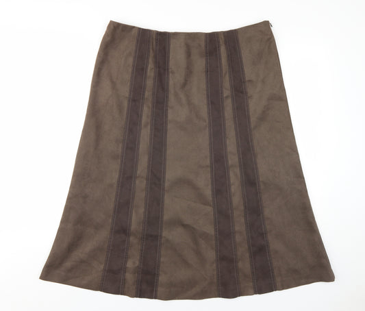 CC Womens Brown Polyester A-Line Skirt Size 16 Zip