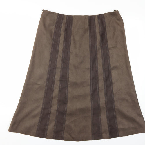 CC Womens Brown Polyester A-Line Skirt Size 16 Zip