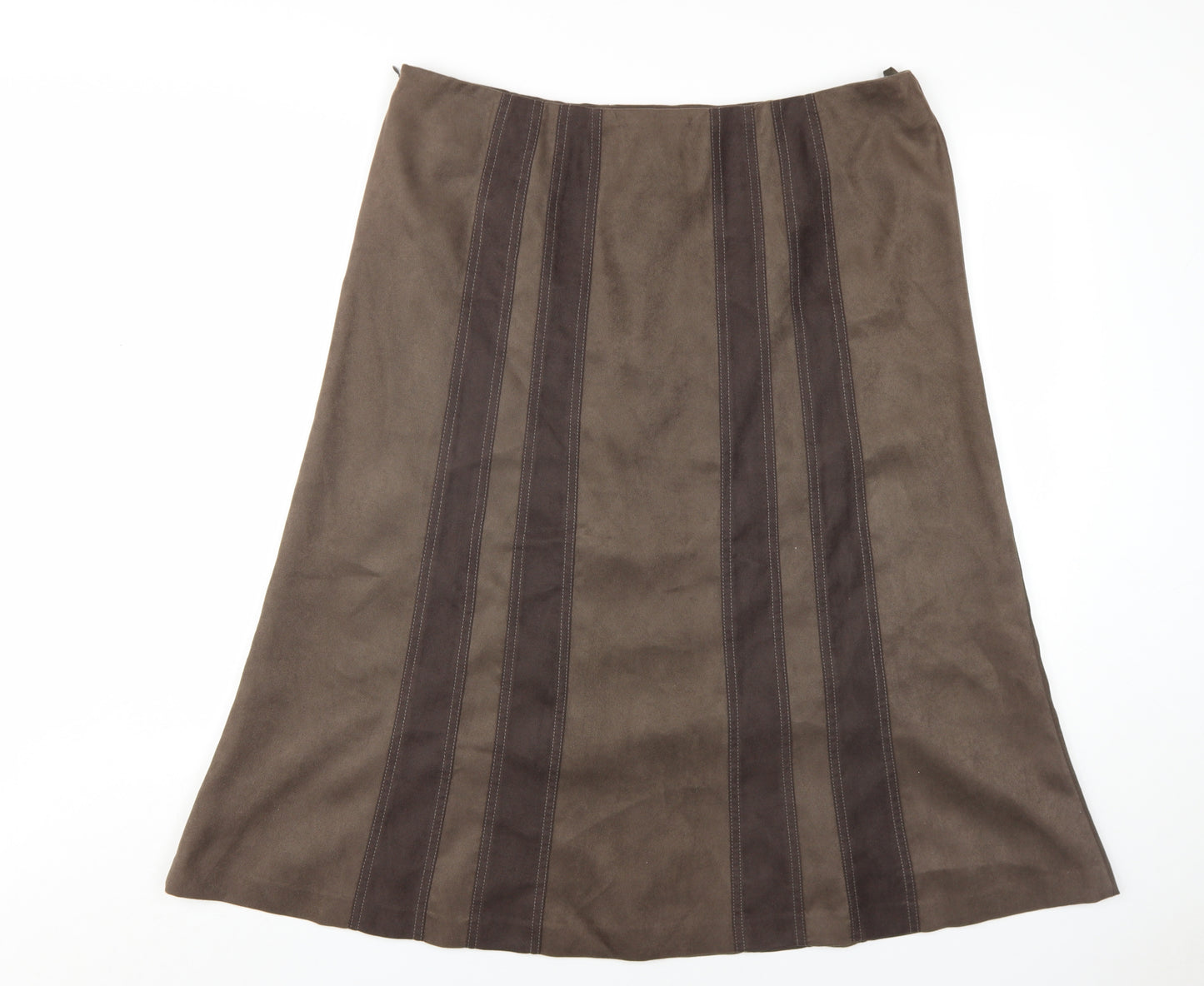 CC Womens Brown Polyester A-Line Skirt Size 16 Zip