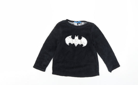 Front view of Batman girls’ black polyester pullover sweatshirt, size 4-5, years pullover