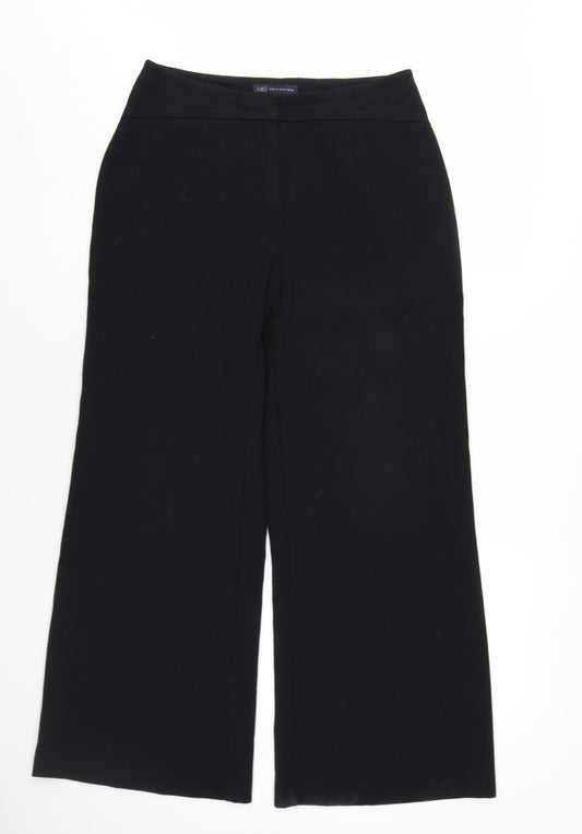 Marks and Spencer Womens Black Polyester Trousers Size 10 L30 in Regular Zip