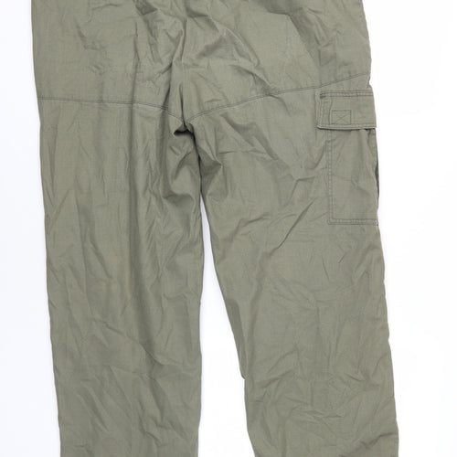 Clifford James Mens Green Cotton Trousers Size 36 in L30 in Regular Zip