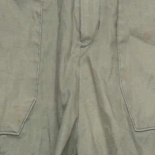 Clifford James Mens Green Cotton Trousers Size 36 in L30 in Regular Zip