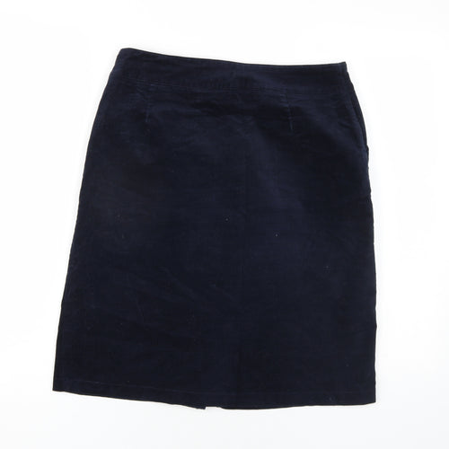 Pure Womens Blue Cotton A-Line Skirt Size 12 Button