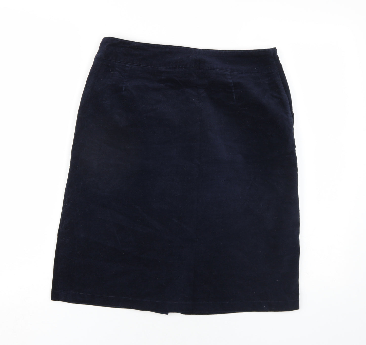 Pure Womens Blue Cotton A-Line Skirt Size 12 Button