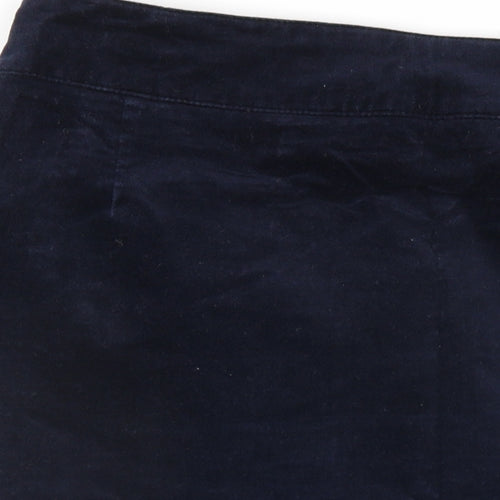 Pure Womens Blue Cotton A-Line Skirt Size 12 Button