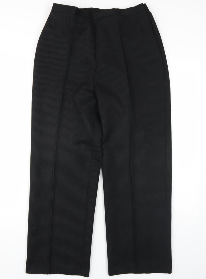 St Michael Womens Black Polyester Trousers Size 18 L28 in Regular