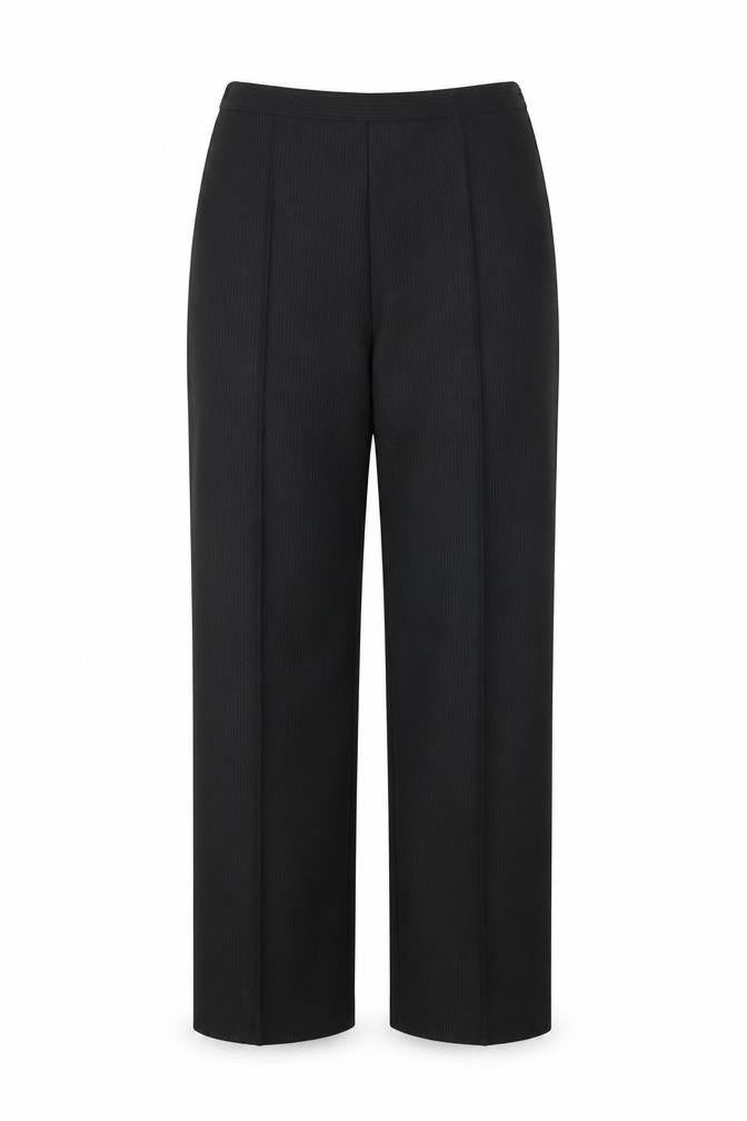 Front view of St Michael women’s black polyester trousers, size UK 18, 28-inch leg regular