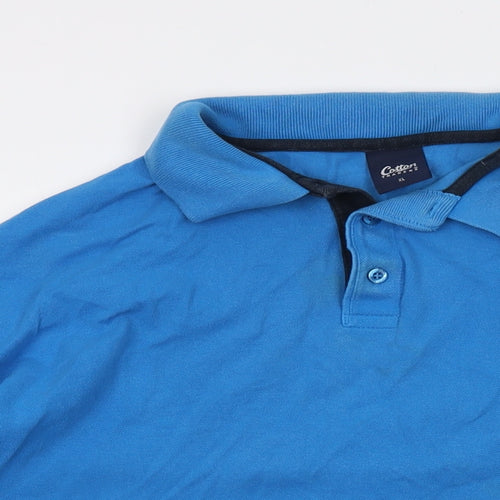 Cotton Traders Mens Blue Cotton Polo Size XL Collared Button