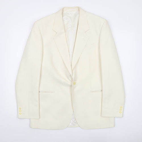 Varteks Mens Ivory Polyester Jacket Suit Jacket Size 40 Regular