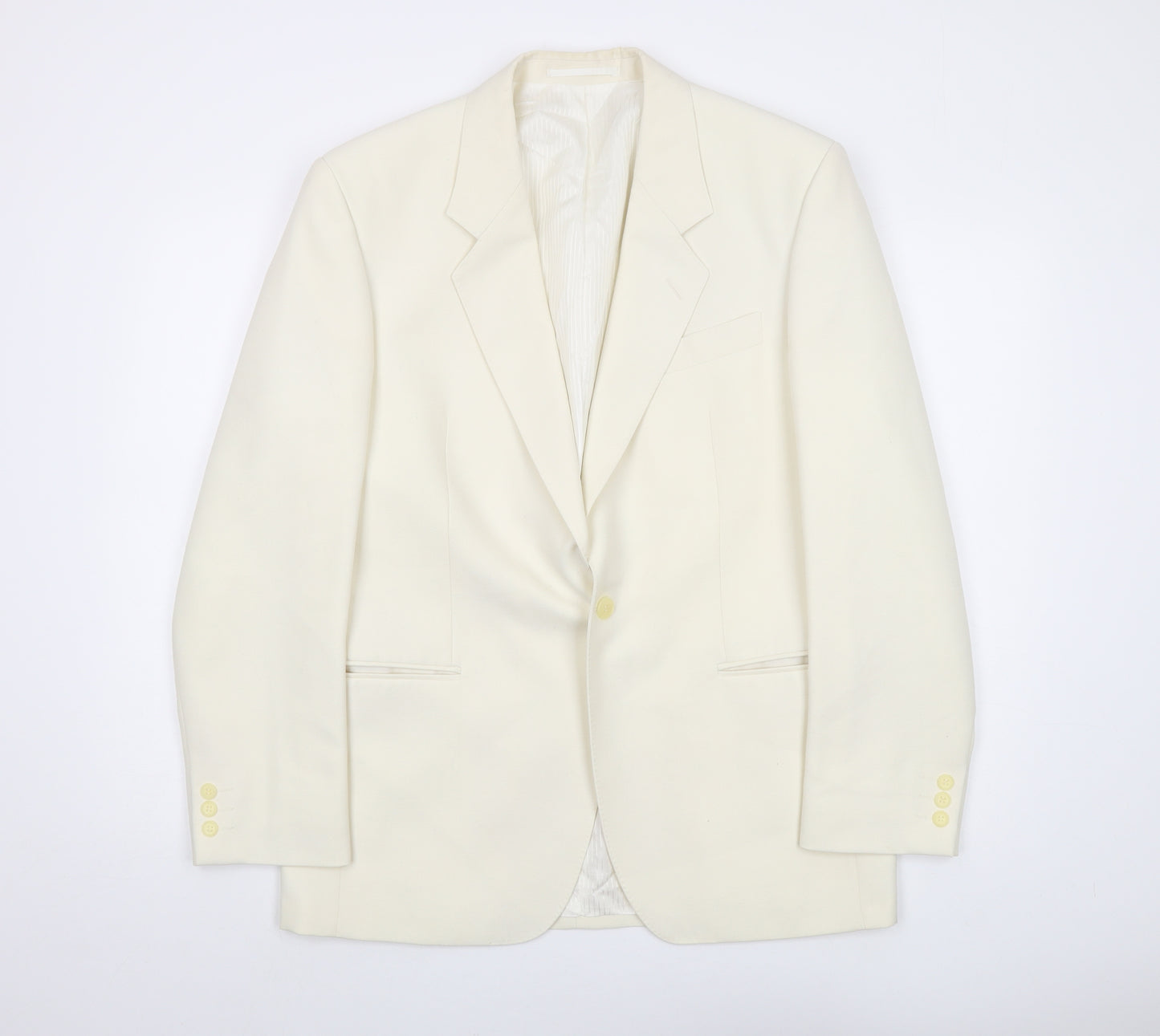 Varteks Mens Ivory Polyester Jacket Suit Jacket Size 40 Regular