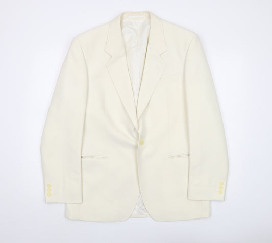 Varteks Mens Ivory Polyester Jacket Suit Jacket Size 40 Regular