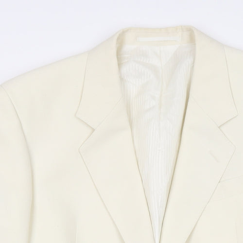 Varteks Mens Ivory Polyester Jacket Suit Jacket Size 40 Regular