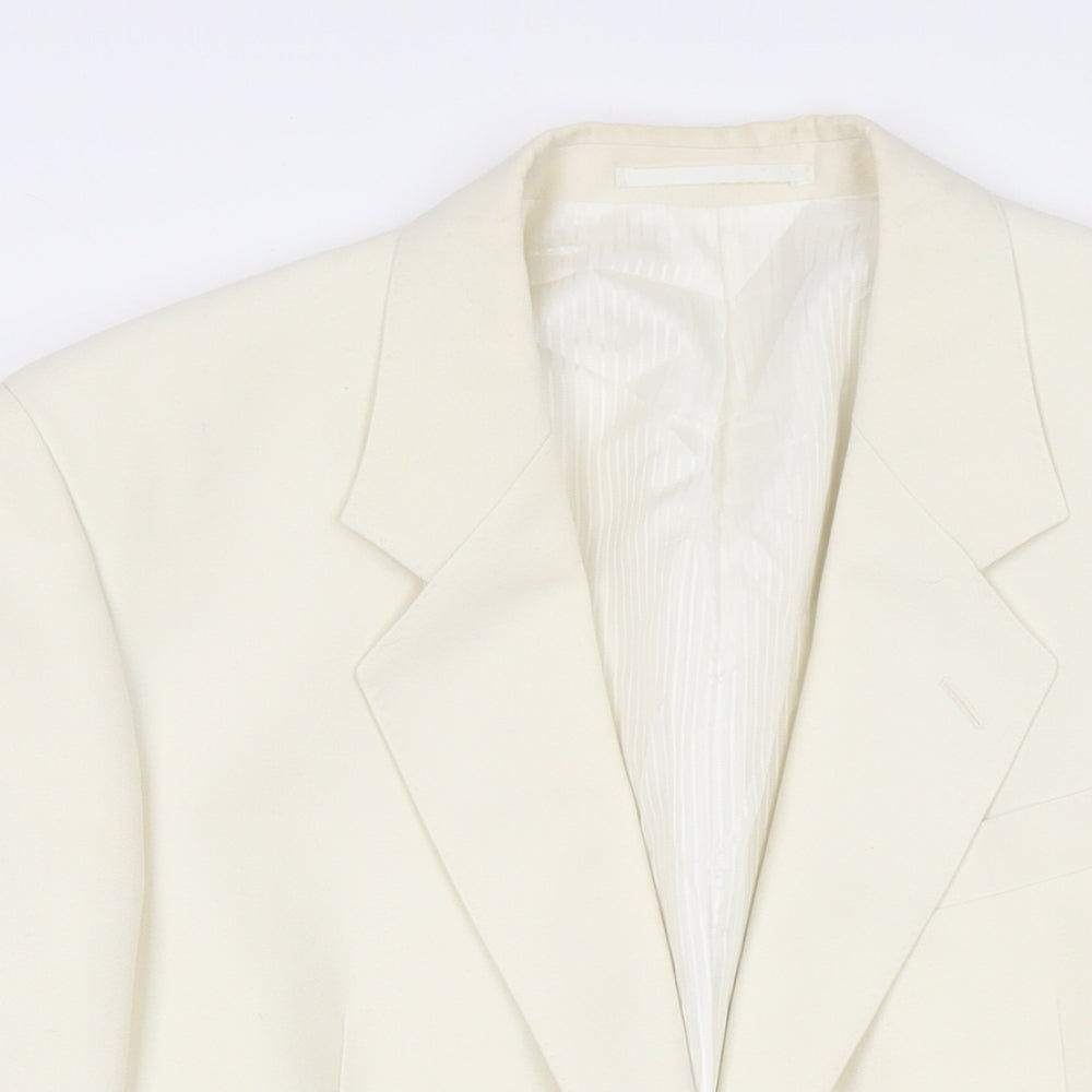 Varteks Mens Ivory Polyester Jacket Suit Jacket Size 40 Regular