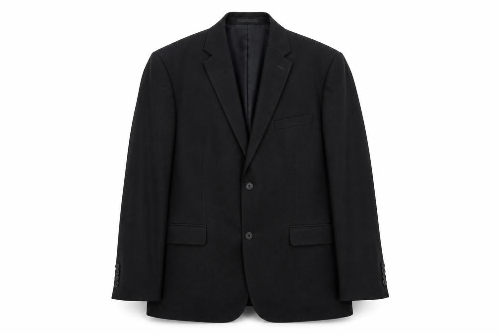 Front view of Greenwoods men’s grey polyester jacket suit jacket, size 44, regular