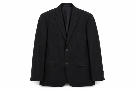 Front view of Greenwoods men’s grey polyester jacket suit jacket, size 44, regular