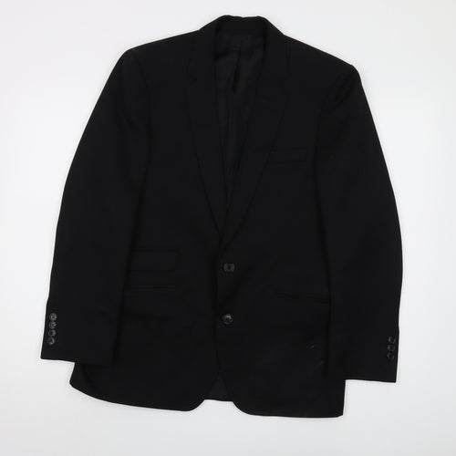 Diolen Mens Black Polyester Jacket Suit Jacket Size 38 Regular