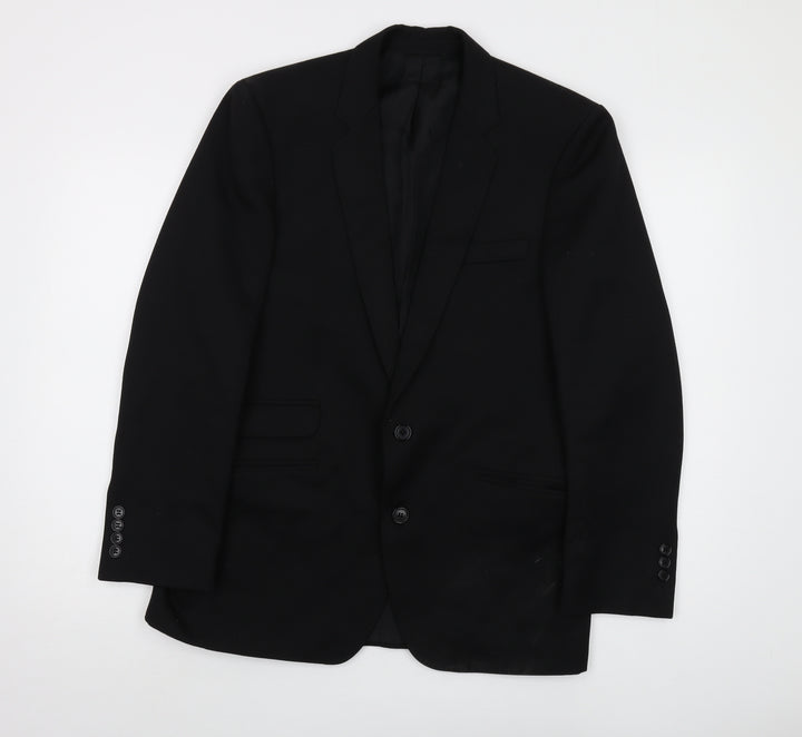 Diolen Mens Black Polyester Jacket Suit Jacket Size 38 Regular