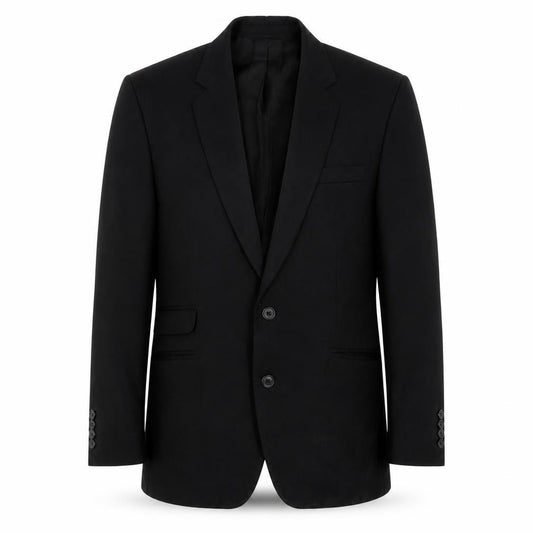 Front view of Diolen men’s black polyester jacket suit jacket, size 38, regular